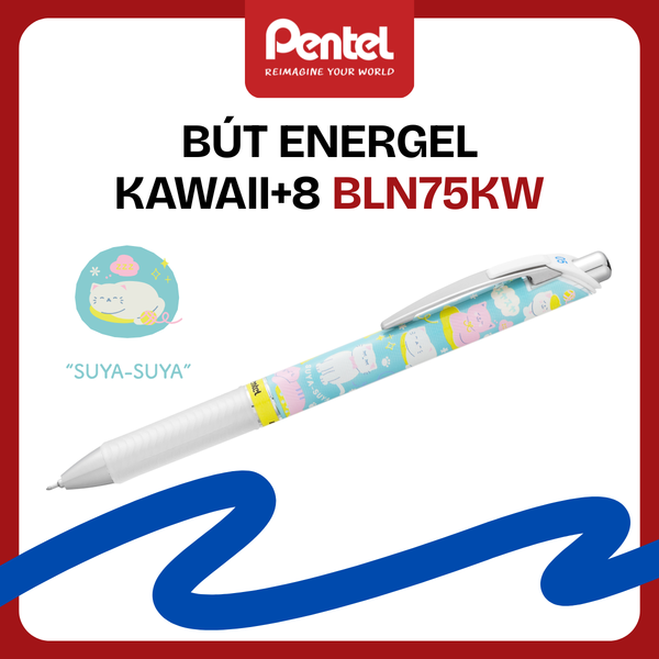 Bút Gel Pentel Energel Kawaii+ Pixel Art BLN75KW 0.5mm Phiên Bản Giới Hạn