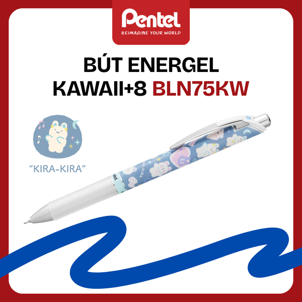 Bút Gel Pentel Energel Kawaii+ Pixel Art BLN75KW 0.5mm Phiên Bản Giới Hạn