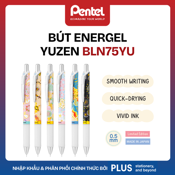 Bút Gel Pentel Energel Yuzen+ 0.5mm Nhật Bản | Phiên Bản Giới Hạn | Mực Khô Nhanh | Họa Tiết Yuzen