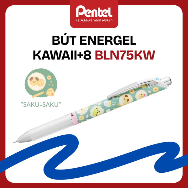 Bút Gel Pentel Energel Kawaii+ Pixel Art BLN75KW 0.5mm Phiên Bản Giới Hạn