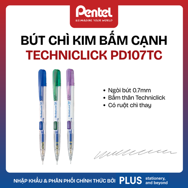 Bút chì kim bấm cạnh - Thân trong - Pentel Techniclick - Ngòi 0.5/0.7mm