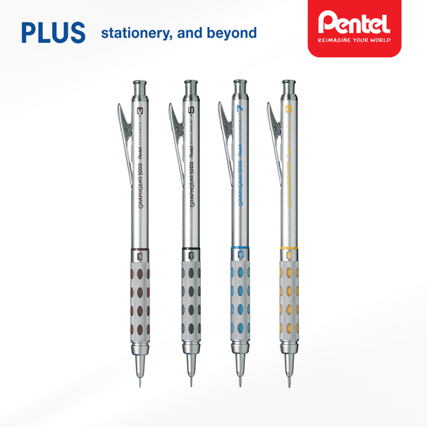 Bút Chì Kim Kỹ Thuật Graphgear 1000 Cao Cấp Pentel – Quai Bấm, Thân Kim Loại, 4 Cỡ Ngòi 0.3–0.5-0.7-0.9mm