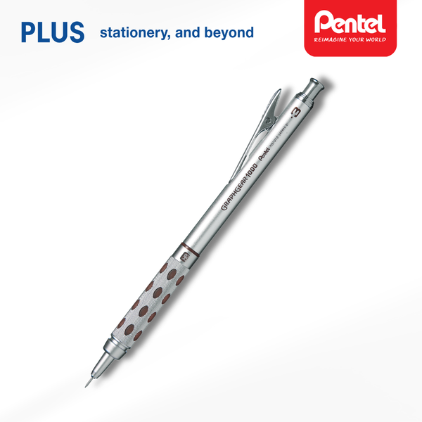 Bút Chì Kim Kỹ Thuật Graphgear 1000 Cao Cấp Pentel – Quai Bấm, Thân Kim Loại, 4 Cỡ Ngòi 0.3–0.5-0.7-0.9mm