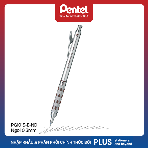Bút Chì Kim Kỹ Thuật Graphgear 1000 Cao Cấp Pentel – Quai Bấm, Thân Kim Loại, 4 Cỡ Ngòi 0.3–0.5-0.7-0.9mm