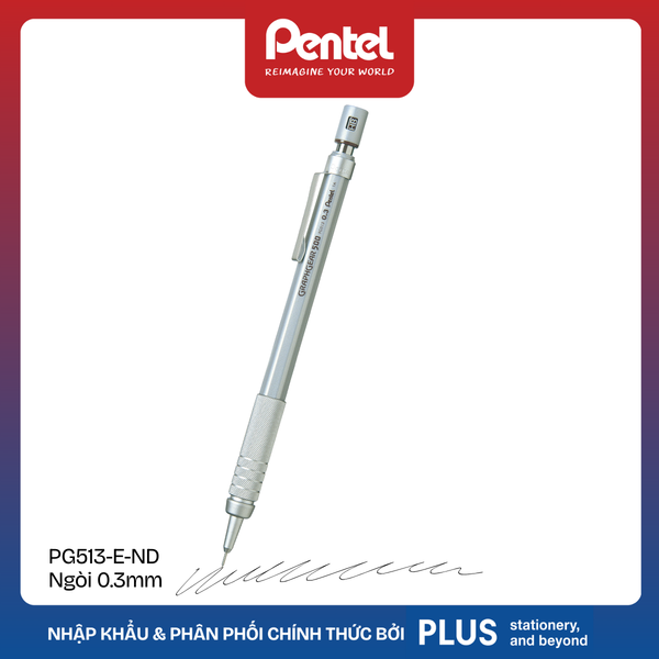 Bút Chì Kim Kỹ Thuật Graphgear 500 Cao Cấp Pentel – Thân Kim Loại, Có Gôm, 4 Cỡ Ngòi