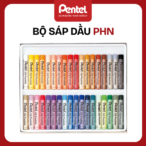 Sáp Dầu Pentel PHN Oil Pastel (12/16/25/36/50 Màu) - Màu Đẹp, An Toàn Cho Bé