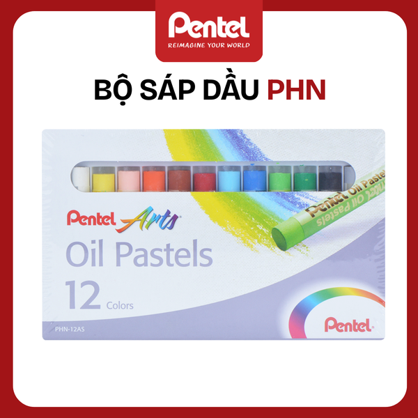 Sáp Dầu Pentel PHN Oil Pastel (12/16/25/36/50 Màu) - Màu Đẹp, An Toàn Cho Bé