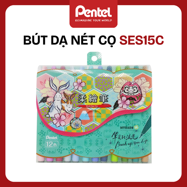 Bút Dạ Nét Cọ Pentel SES15C – Brush Pen | Viết Chữ Nghệ Thuật & Bullet Journal