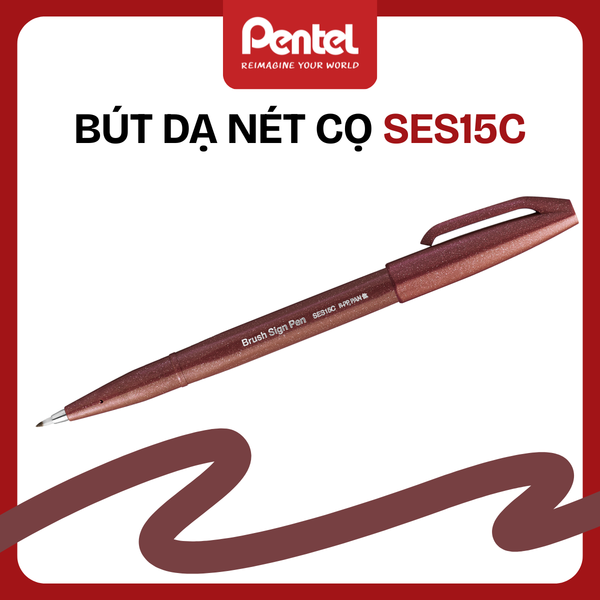 Bút Dạ Nét Cọ Pentel SES15C – Brush Pen | Viết Chữ Nghệ Thuật & Bullet Journal