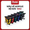 Bộ Màu Acrylic Pentel WA2 – Bộ 6 Màu / 12 Màu | Vẽ Trên Mọi Chất Liệu | Màu Nhật Bản An Toàn – Bền Đẹp – Khô Nhanh