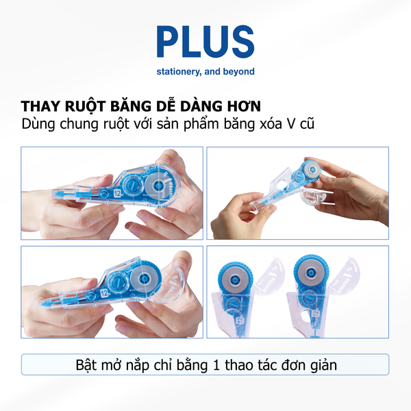 Băng xóa Whiper V+ 2025 thế hệ mới – Dễ thay ruột, thiết kế công thái học