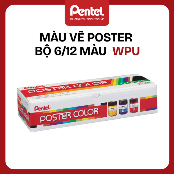 Bộ 6/12 Màu Poster Pentel  – Hàng PENTEL chính hãng, màu mịn khi vẽ, không dễ phai, thích hợp trên mọi vật liệu