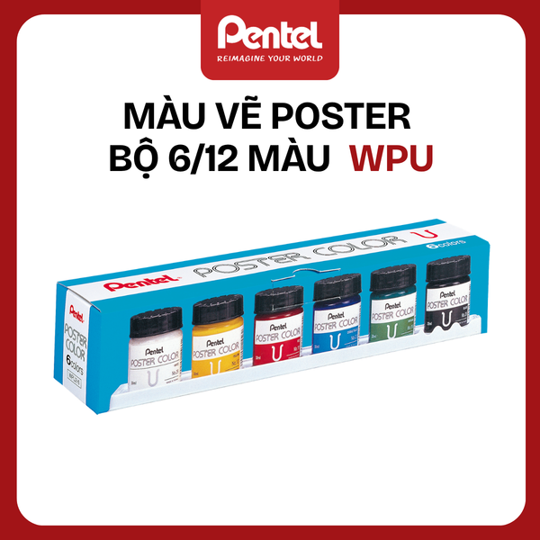 Bộ 6/12 Màu Poster Pentel  – Hàng PENTEL chính hãng, màu mịn khi vẽ, không dễ phai, thích hợp trên mọi vật liệu