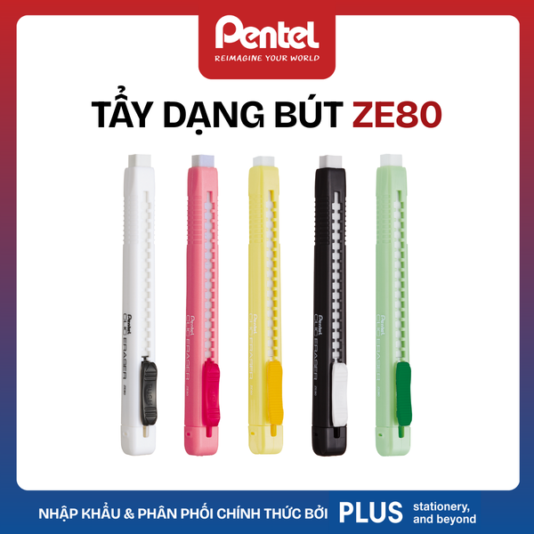 Bút Tẩy Bấm Pentel ZE80 Đầu Dẹt - Gôm Bấm Xóa Chi Tiết Chính Xác