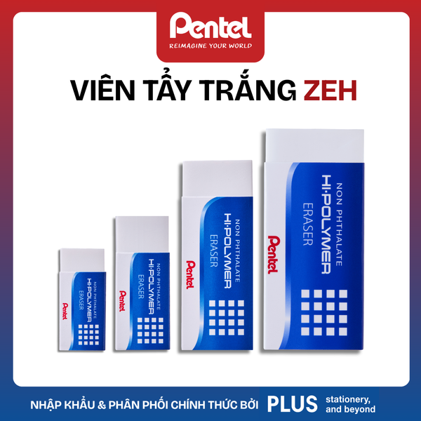 Gôm Tẩy Trắng Pentel Hi-Polymer ZEH – Tẩy Sạch, Ít Vụn