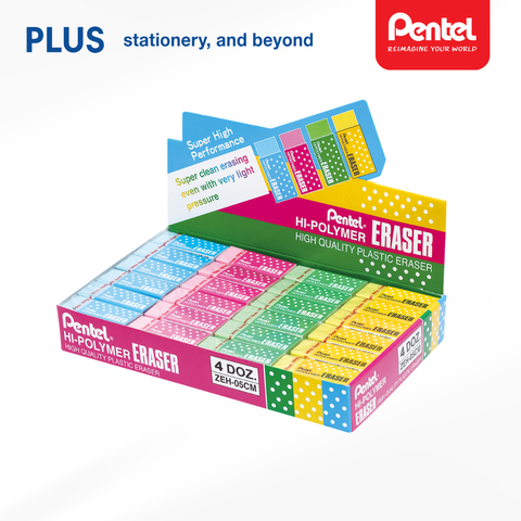 Tẩy Pentel Hi-Polymer nhiều màu ZEH - Hộp 48 Viên - Cỡ Trung