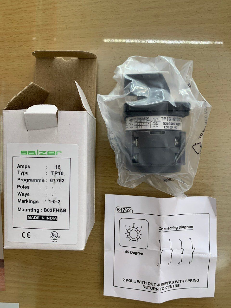  Chuyển mạch 1-0-2 Hồi - Công tắc xoay TP16 61762 - Chuyển mạch 3 vị trí Ấn Độ - Chuyển mạch Salzer 