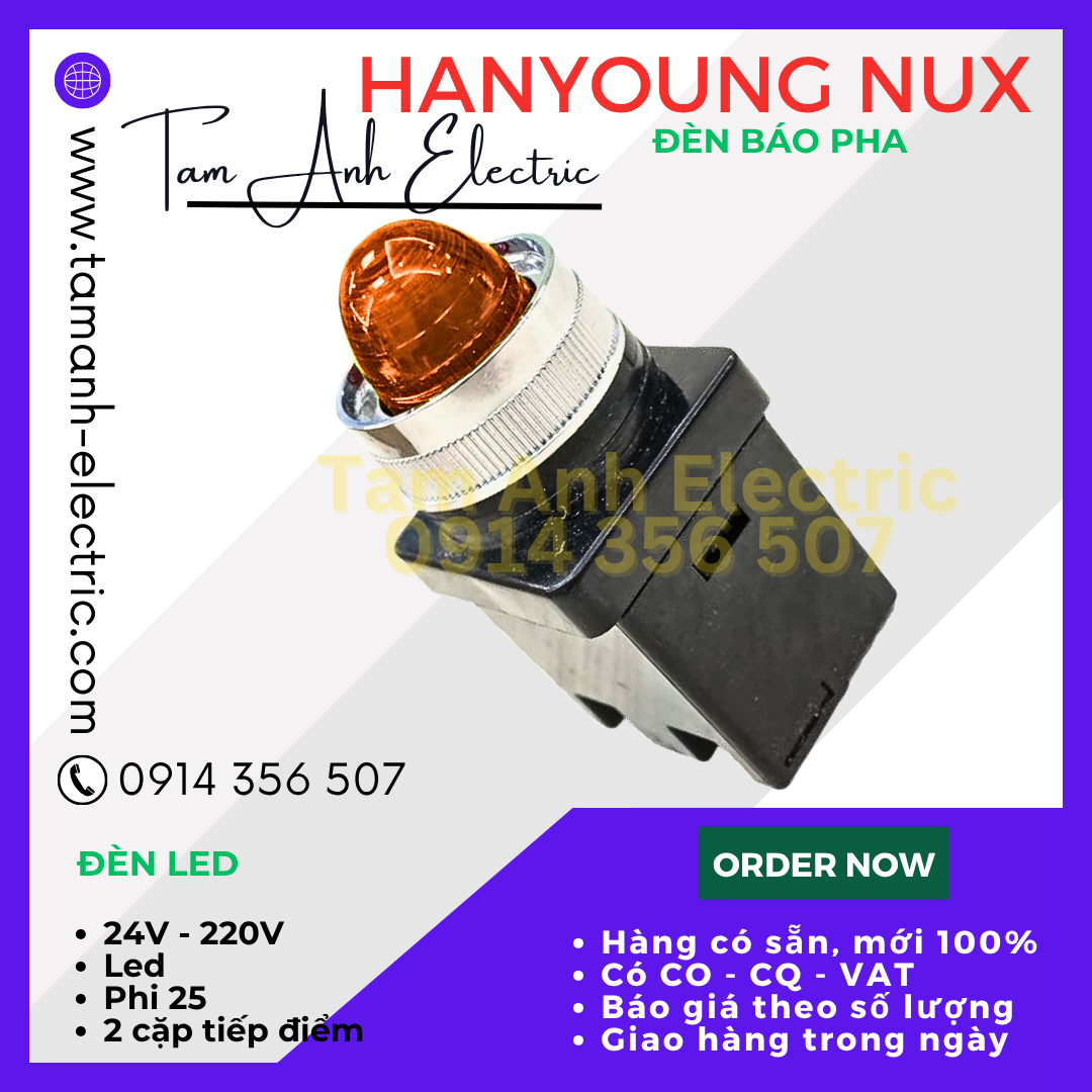  Đèn báo pha phi 25 HanYoung Hàn Quốc CRP-25 - Đèn báo LED 025 HanYoung CR-25 