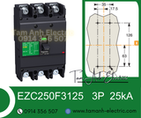  Automat Schneider MCCB EZC250F - Át tô mát khối Schneider 3P 125A - 250A 36kA - Automat MCCB 3P 125A 250A 36kA 