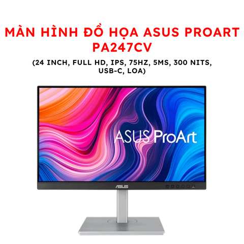 Màn hình đồ họa ASUS ProArt PA247CV (24 inch, Full HD, IPS, 75Hz, 5ms, 300 nits, USB-C, Loa)