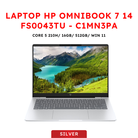 Laptop HP OmniBook 7 14 fs0043TU - C1MN3PA (Core 5 210H | 14 inch 2K | 16GB | 512GB | Win 11 | Office | Bạc)