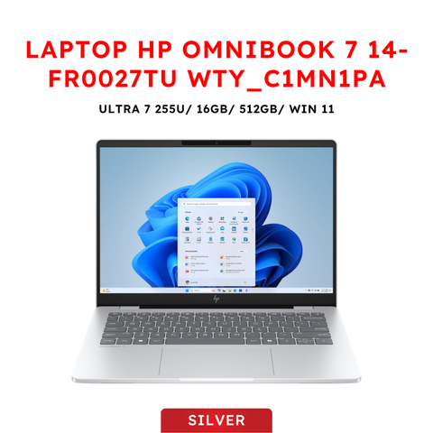 Laptop HP OmniBook 7 14-fr0027TU WTY_C1MN1PA (Ultra 7-255U/ 16GB/ 512GB/ Windows 11 Home + Office 2024 + Microsoft)