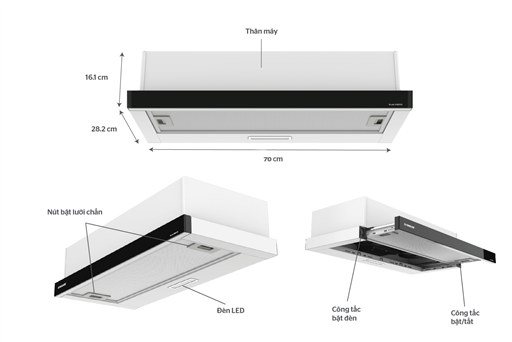 Máy hút mùi âm tủ Sunhouse SHB6128 SHB6128MT – ảnh 5