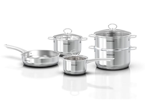 Bộ nồi chảo inox impact plus Sunhouse healthy SHG991