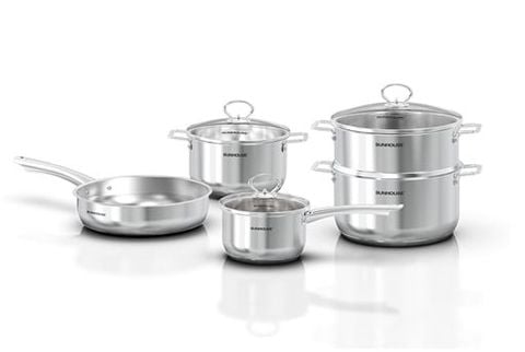 Bộ nồi chảo inox impact plus Sunhouse healthy SHG991