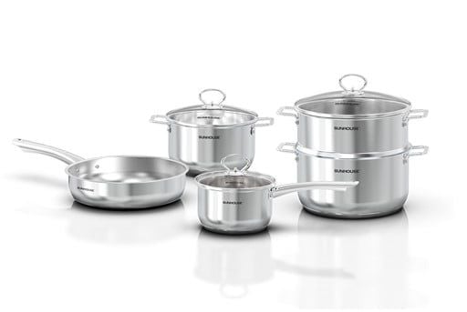 Bộ nồi chảo inox impact plus Sunhouse healthy SHG991