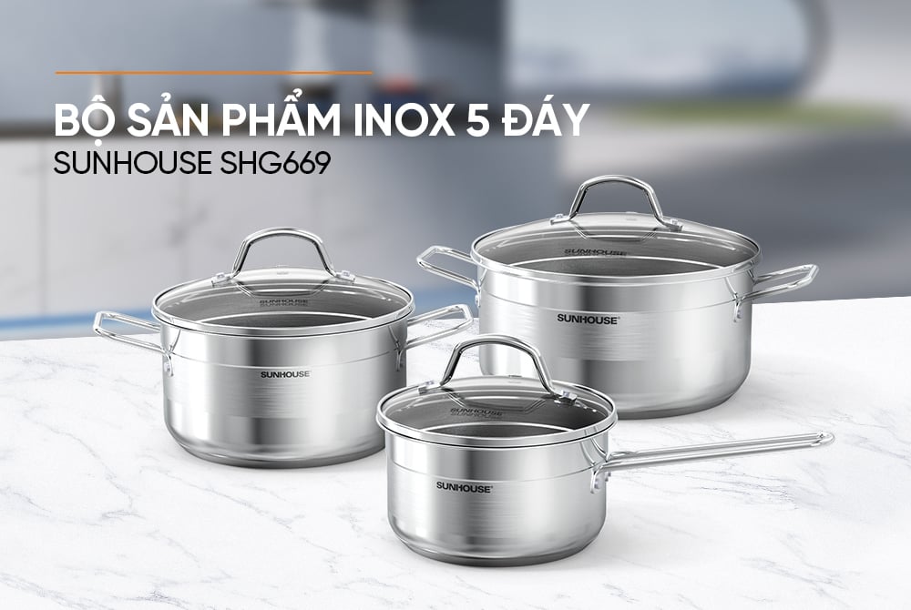 Bộ nồi inox 5 đáy Sunhouse SHG669 – ảnh 7