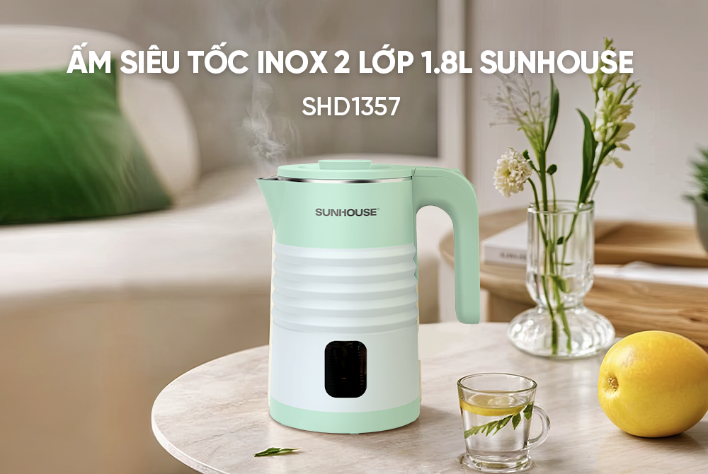 Ấm siêu tốc inox 2 lớp 1.8L Sunhouse SHD1357 – ảnh 2