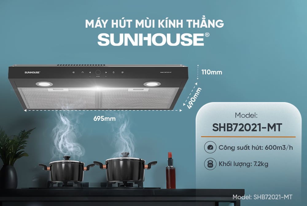Máy hút mùi kính thẳng Sunhouse SHB72021-MT – ảnh 5