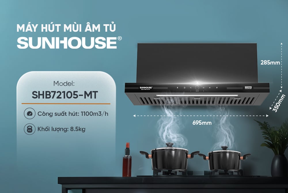 Máy hút mùi âm tủ Sunhouse SHB72105-MT – ảnh 5