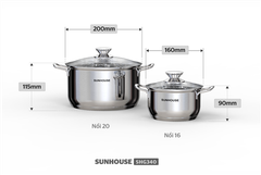 Bộ nồi inox 3 đáy Sunhouse SHG340 ảnh 3