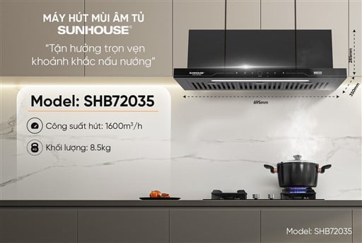 Máy hút mùi âm tủ Sunhouse SHB72035