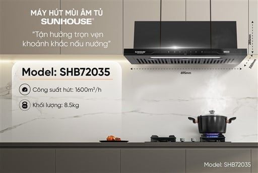 Máy hút mùi âm tủ Sunhouse SHB72035