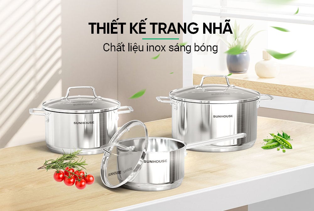 Bộ nồi inox 304 Sunhouse SHG601 – ảnh 6