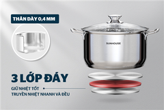 Bộ nồi inox 3 đáy Sunhouse SHG340 ảnh 4