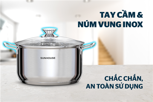 Bộ nồi inox 3 đáy Sunhouse SHG340 – ảnh 7