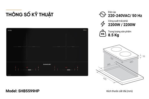 Bếp đôi điện từ Sunhouse SHB5599HP – ảnh 5
