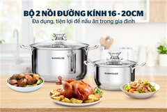 Bộ nồi inox 3 đáy Sunhouse SHG340 ảnh 2