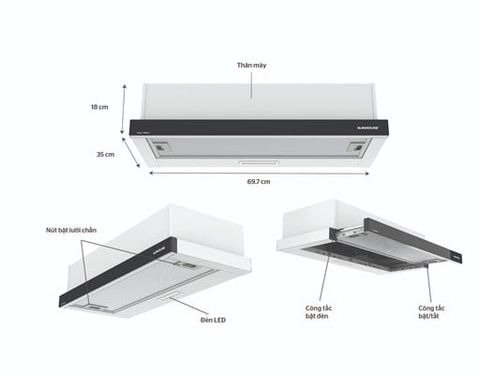 Máy hút mùi âm tủ Sunhouse SHB6123