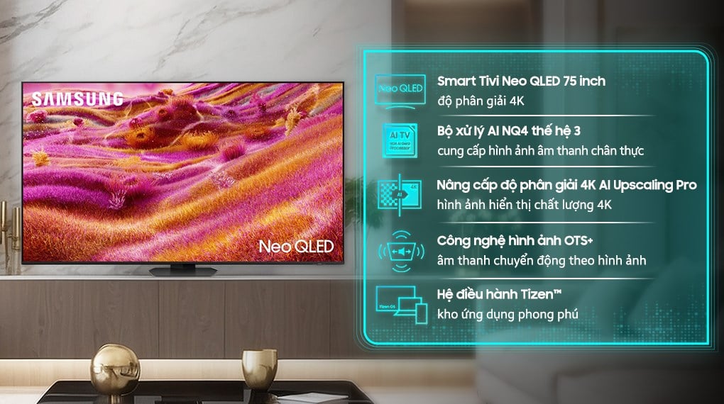 Smart Tivi Neo QLED Samsung AI 4K 75 inch QA75QN90F