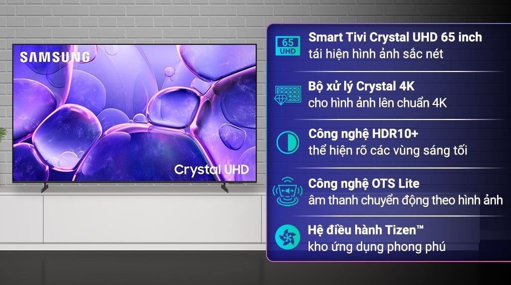 Smart Tivi Crystal UHD Samsung 4K 65 inch UA65U8550F