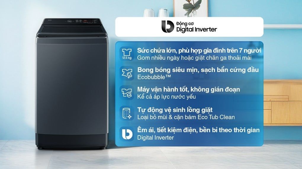 Máy giặt Samsung Ecobubble Inverter 12.5 kg WA40F12E4CSV
