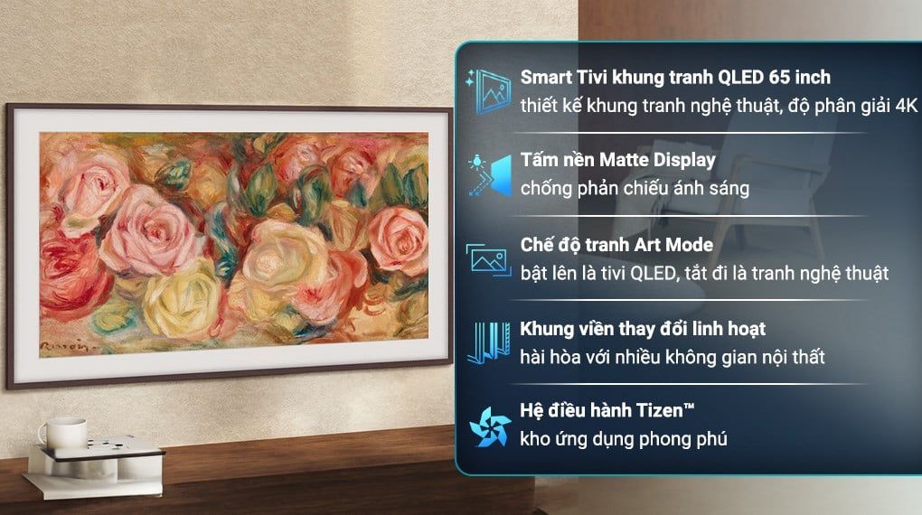 Smart Tivi Khung Tranh The Frame QLED Samsung AI 4K 65 inch QA65LS03D