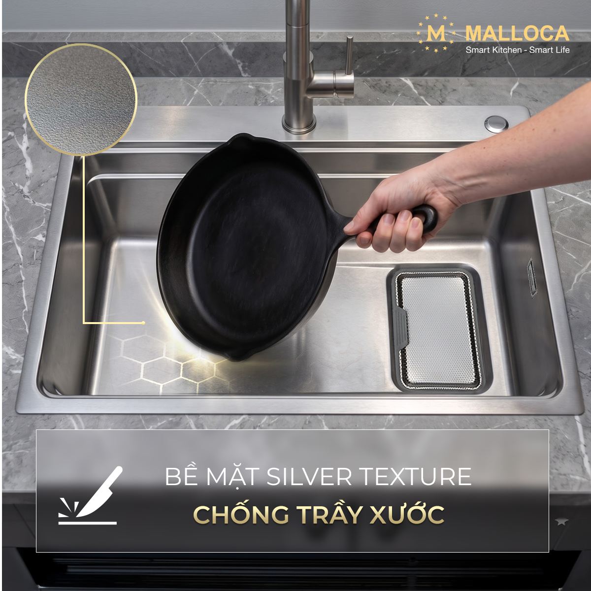 Chậu Rửa Chén 1 hố Inox 304 Silver kích thước 77cm Malloca Silver MS7750SI - Tổng quan chậu rửa chén Malloca MS7750SI Chậu Rửa Chén 1 hố Inox 304 Silver kích thước 77cm Malloca Silver MS7750SI - Tổng quan chậu rửa chén Malloca MS7750SI