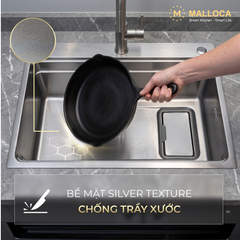 Chậu Rửa Chén 1 hố Inox 304 Silver kích thước 77cm Malloca Silver MS7750SI ảnh 2