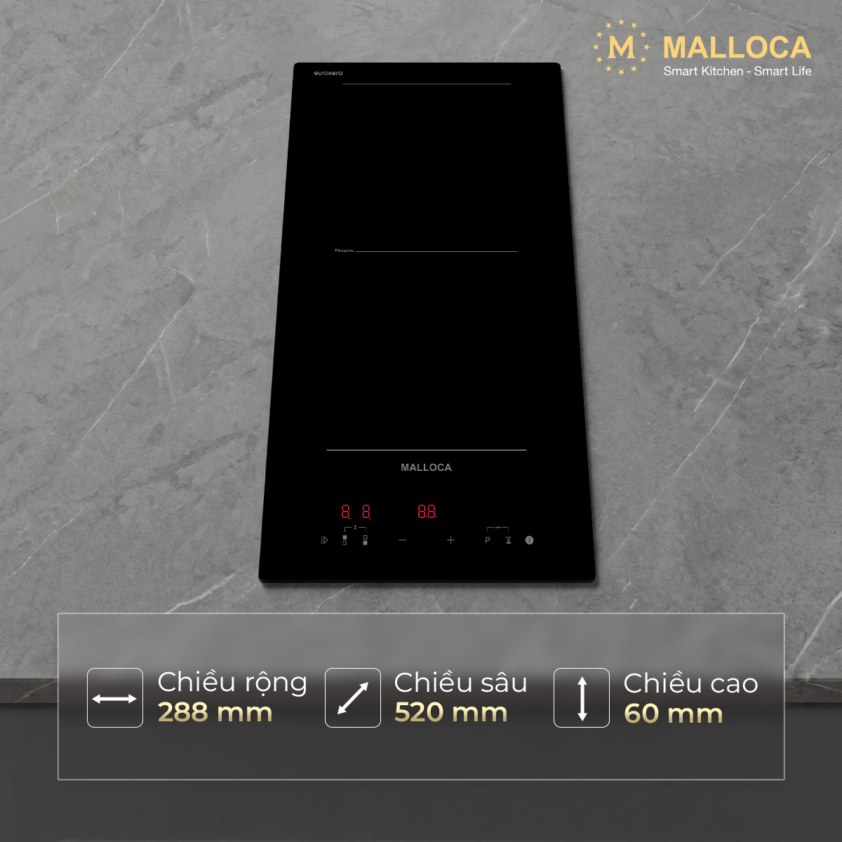 Bếp từ Domino 2 vùng nấu 30cm Flexzone Malloca MDI302FZ - Flexzone trên MDI302FZ: hai vùng hóa một Bếp từ Domino 2 vùng nấu 30cm Flexzone Malloca MDI302FZ - Flexzone trên MDI302FZ: hai vùng hóa một